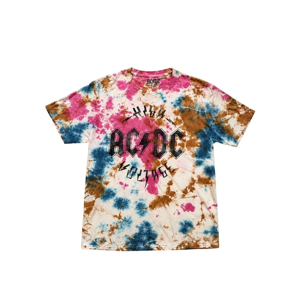 AC/DC Tie Dye Band Tee Graphic‎ Rock T-Shirt Medium Grunge Y2K Medium